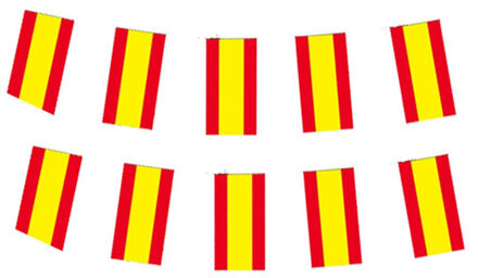 2x Papieren slinger Spanje 4 meter - Spaanse vlag - Supporter feestartikelen - Landen decoratie/versiering