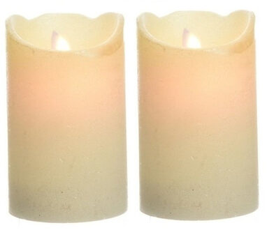 2x Parel witte LED kaarsen/stompkaarsen 12 cm flakkerend - Action products