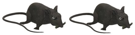 2x Piepende enge ratten 13 cm - Nep ratten - Halloween/horror thema decoratie