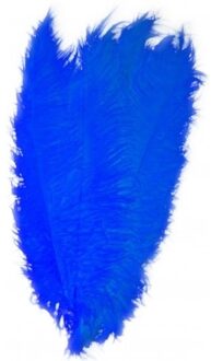 2x Pieten veren/struisvogelveren blauw 50 cm - Sinterklaas feestartikelen - Sierveren/decoratie pietenveren - Spadonis veren