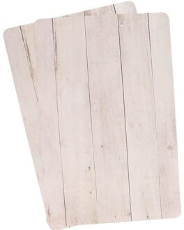 2x Placemat beige hout print 44 cm - Placemats/onderleggers tafeldecoratie - Tafel dekken