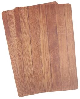 2x Placemat bruine hout print 44 cm - Placemats/onderleggers tafeldecoratie - Tafel dekken