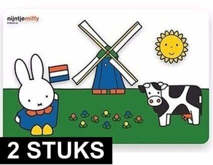 2x Placemat Nijntje in het weiland 44 x 29 cm - Placemats/onderleggers voor peuters/kinderen