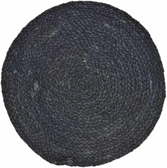 2x Placemats rond zwart rotan 38 cm