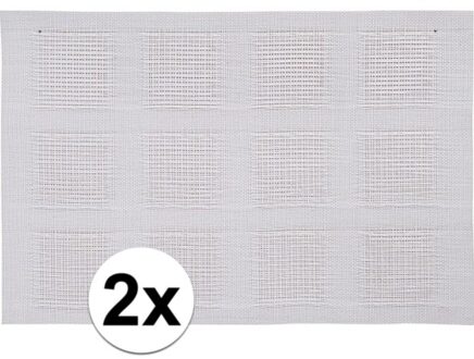 2x Placemats wit geweven/gevlochten 45 x 30 cm - Witte placemats/onderleggers tafeldecoratie - Tafel dekken