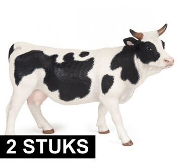 2x Plastic koeien van 14 cm - Speelgoed boerderij dieren