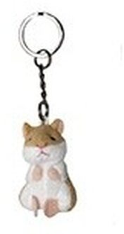 2x Pluche bruine hamster knuffel sleutelhanger 6 cm - Speelgoed dieren sleutelhangers