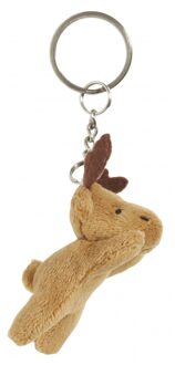 2x Pluche eland knuffel sleutelhanger 6 cm - Speelgoed dieren sleutelhangers