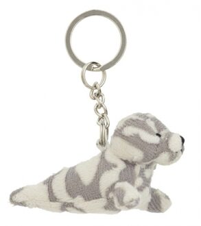 2x Pluche gevlekte zeehond knuffel sleutelhanger 8,5 cm - Speelgoed dieren sleutelhangers