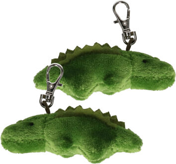 2x Pluche krokodil knuffel sleutelhanger 6 cm