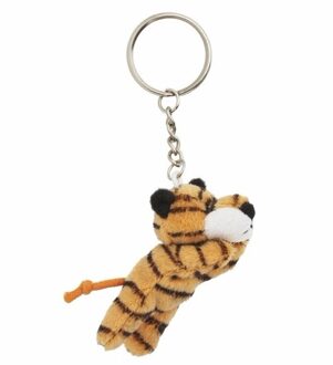 2x Pluche Tijger knuffel sleutelhanger 6 cm - Speelgoed dieren sleutelhangers