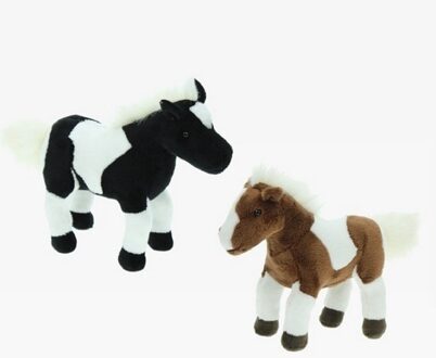 2x Pony speelgoed artikelen paardje knuffelbeest set 26 cm Zwart