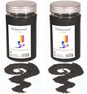 2x potjes decoratie korrelzand antraciet 500 gram