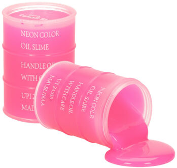 2x Potjes speelgoed/hobby slijm roze in olievat 5,5 x 8 cm 150 ml inhoud