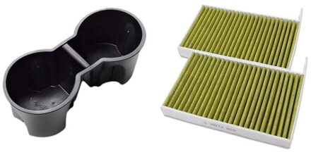 2x Premium Cabine Luchtfilter Vervanging Voor Tesla Model 3 & 1x Auto Water Bekerhouder