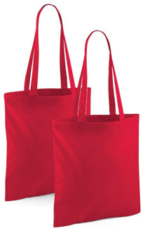 2x Promotie tasjes rood katoen 42 x 38 cm