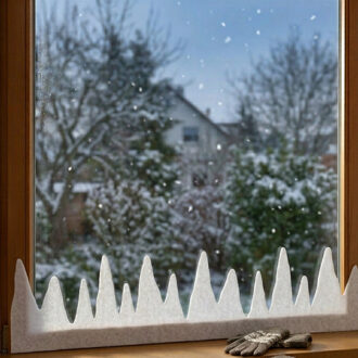 2x Raamdecoratie sneeuw/ijspegel randen wit 100 x 16 cm - Decoratiesneeuw