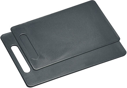 2x Rechthoekige grijze kunststof snijplanken set 20 x 29 cm/24 x 34 cm - Snijplanken Grijs