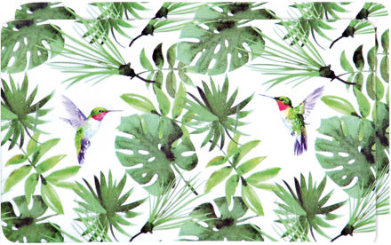 2x Rechthoekige kunststof bordjes/plankjes met kolibrie print voor kinderen - Placemats Multikleur