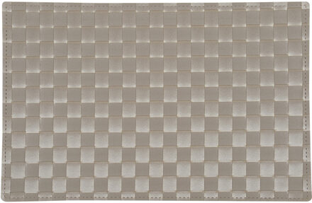 2x Rechthoekige onderleggers/placemats voor borden taupe gevlochten 30 x 43 cm - Placemats