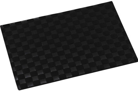 2x Rechthoekige onderleggers/placemats voor borden zwart gevlochten 30 x 43 cm - Placemats