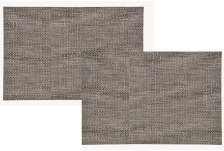 2x Rechthoekige placemats lurex bruin/goud kunststof 45 x 30 cm - Placemats