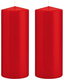 2x Rode cilinderkaarsen/stompkaarsen 8 x 20 cm 119 branduren