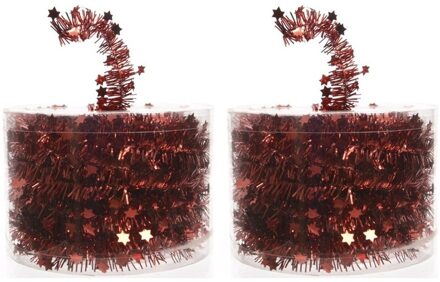 2x Rode kerstboomslinger 700 cm - Kerstslingers Rood
