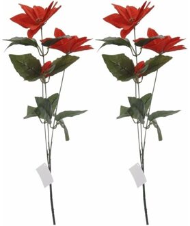 2x Rode Kerstster bloem 66 cm Multi