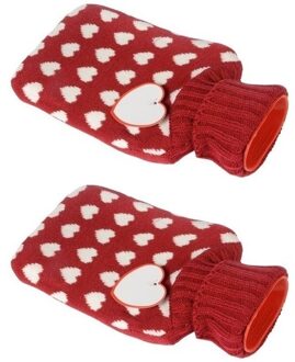 2x Rode kruiken met hartjes hoes 0,75 liter