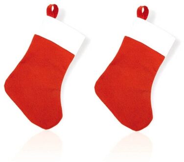 2x Rode mini kerstsok 32 cm - Relatie geschenken - Voordelige kerstsokken
