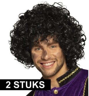 2x Roetveeg Pieten pruiken de luxe voor volwassenen - Pieten verkleed pruiken - Sinterklaas feestartikelen