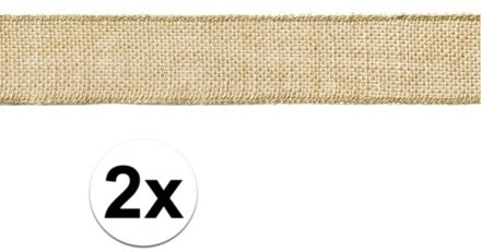 2x Rol jute lint 5 x 500 cm cadeautjes verpakken - Cadeaulinten Bruin