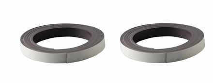 2x Rol met zwarte magneetbanden/magnetische strips 2 m x 12 mm - Tape (klussen)