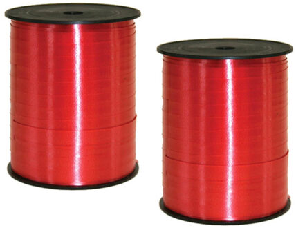 2x rollen cadeaulint/sierlint in de kleur rood 5 mm x 500 meter - Cadeaulinten