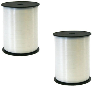 2x rollen cadeaulint/sierlint in de kleur wit 5 mm x 500 meter - Cadeaulinten