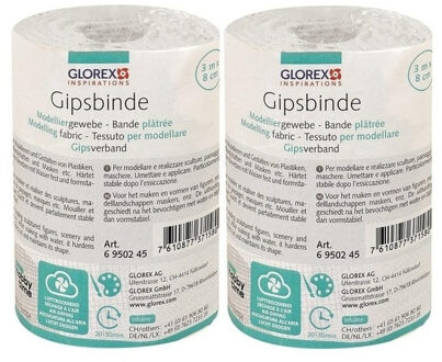 2x Rollen Huidvriendelijk gips verband 3 meter - Gipsverband 300 x 8 cm