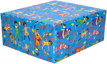 2x Rollen inpakpapier/cadeaupapier Club van Sinterklaas blauw 200 x 70 cm - Cadeaupapier/inpakpapier voor 5 december pakjesavond