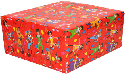 2x Rollen inpakpapier/cadeaupapier Club van Sinterklaas rood 200 x 70 cm - Cadeaupapier/inpakpapier voor 5 december pakjesavond