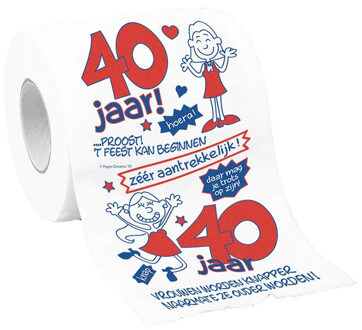 2x rollen toiletpapier/wc-papier 40 jaar vrouw met grappige tekst - 40e verjaardag - cadeau / versiering / feestartikelen