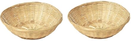 2x Ronde Rieten/bamboe Mand/schaal 30 X 9 Cm - Keuken Artikelen Fruitschalen/manden - Huis Decoratie