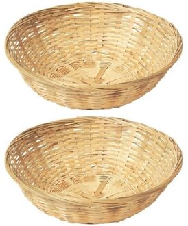 2x Ronde rieten/bamboe manden/schalen 22 x 8 cm