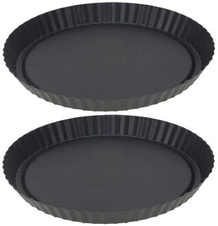 2x Ronde taart/quiche bakvormen 28 cm - Keukenbenodigdheden - Bakbenodigdheden - Taarten/taartbodems/quiches bakken - Bakvormen/taartvormen rond