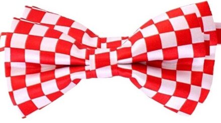 2x Rood/wit geblokte Brabant vlinderstrikjes 12 cm dames/heren Multi