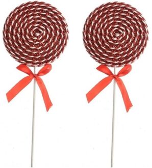 2x Rood/witte lolly kerstversiering hangdecoratie 36 cm Multi