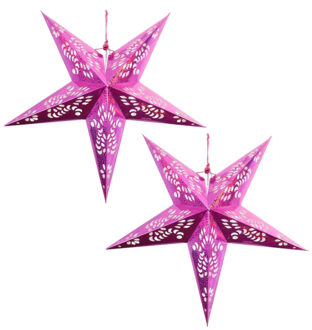2x Roze kerststerren 60 cm - Hangdecoratie