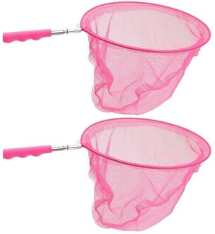 2x Roze uitschuifbaar vangnetje 36 cm - Schepnetten