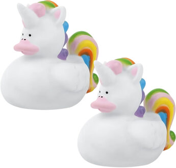 2x Rubber badeendje eenhoorn 7 cm