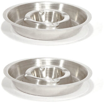 2x RVS asbak rond 16 cm - Hotelasbak - Horeca/terras/tafel asbakken