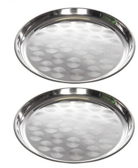 2x RVS dienbladen rond 36 cm - Hapjes serveren